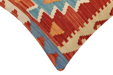handmade Traditional Pillow Rust Blue Hand-Woven SQUARE 100% WOOL Hand woven turkish pillow2 x 2