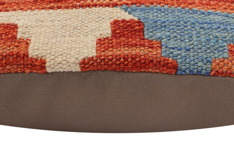 handmade Traditional Pillow Rust Blue Hand-Woven SQUARE 100% WOOL Hand woven turkish pillow2 x 2
