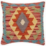handmade Traditional Pillow Red Rust Hand-Woven SQUARE 100% WOOL  Hand woven turkish pillow  2 x 2