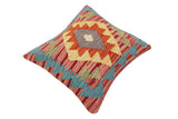 handmade Traditional Pillow Red Rust Hand-Woven SQUARE 100% WOOL  Hand woven turkish pillow  2 x 2