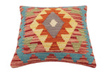 handmade Traditional Pillow Red Rust Hand-Woven SQUARE 100% WOOL  Hand woven turkish pillow  2 x 2