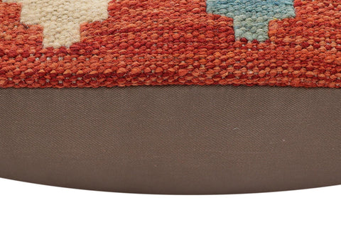 handmade Traditional Pillow Rust Blue Hand-Woven SQUARE 100% WOOL Hand woven turkish pillow2 x 2
