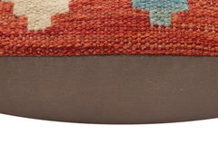 handmade Traditional Pillow Rust Blue Hand-Woven SQUARE 100% WOOL Hand woven turkish pillow2' x 2'