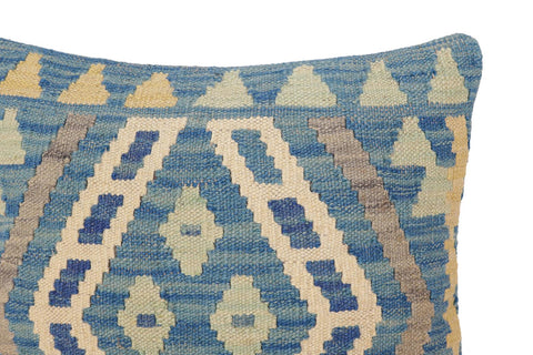 handmade Traditional Pillow Blue Gray Hand-Woven SQUARE 100% WOOL Hand woven turkish pillow2 x 2