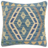 handmade Traditional Pillow Blue Gray Hand-Woven SQUARE 100% WOOL Hand woven turkish pillow2' x 2'