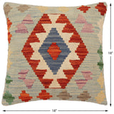 handmade Traditional Pillow Blue Rust Hand-Woven SQUARE 100% WOOL Hand woven turkish pillow2' x 2'