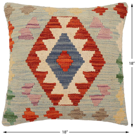handmade Traditional Pillow Blue Rust Hand-Woven SQUARE 100% WOOL Hand woven turkish pillow2 x 2