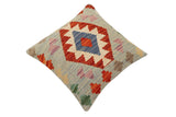 handmade Traditional Pillow Blue Rust Hand-Woven SQUARE 100% WOOL Hand woven turkish pillow2' x 2'