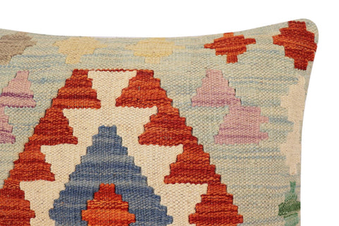 handmade Traditional Pillow Blue Rust Hand-Woven SQUARE 100% WOOL Hand woven turkish pillow2 x 2