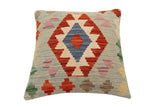 handmade Traditional Pillow Blue Rust Hand-Woven SQUARE 100% WOOL Hand woven turkish pillow2' x 2'
