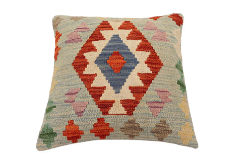 handmade Traditional Pillow Blue Rust Hand-Woven SQUARE 100% WOOL Hand woven turkish pillow2 x 2