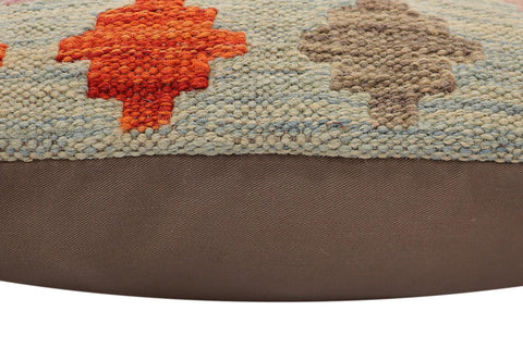 handmade Traditional Pillow Blue Rust Hand-Woven SQUARE 100% WOOL Hand woven turkish pillow2 x 2
