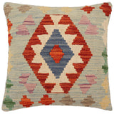 handmade Traditional Pillow Blue Rust Hand-Woven SQUARE 100% WOOL Hand woven turkish pillow2' x 2'