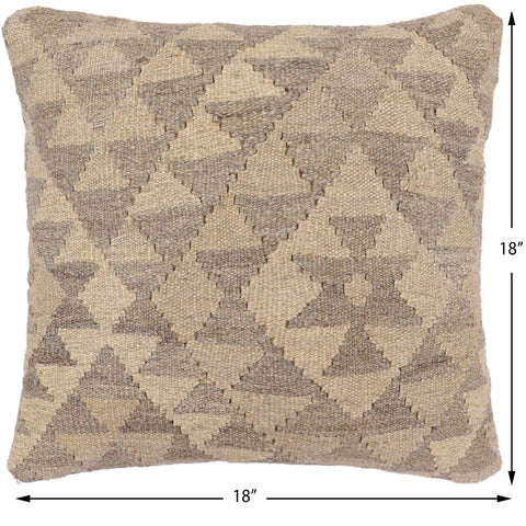 handmade Traditional Pillow Beige Tan Hand-Woven SQUARE 100% WOOL Hand woven turkish pillow2 x 2