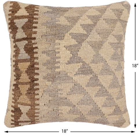 handmade Traditional Pillow Beige Tan Hand-Woven SQUARE 100% WOOL Hand woven turkish pillow2 x 2