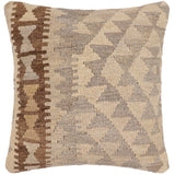 handmade Traditional Pillow Beige Tan Hand-Woven SQUARE 100% WOOL Hand woven turkish pillow2' x 2'
