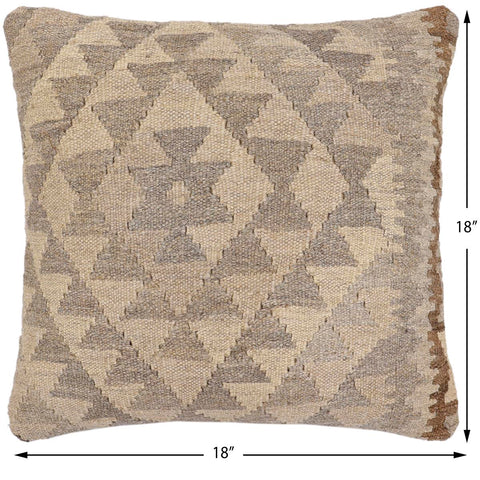 handmade Traditional Pillow Beige Gray Hand-Woven SQUARE 100% WOOL Hand woven turkish pillow2 x 2