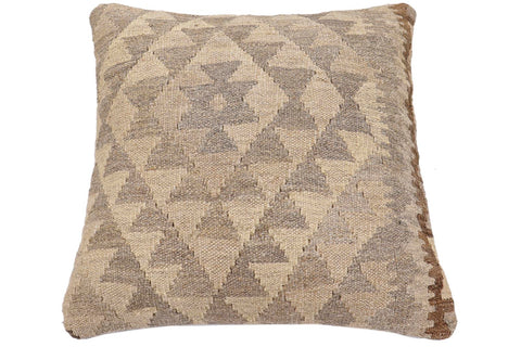 handmade Traditional Pillow Beige Gray Hand-Woven SQUARE 100% WOOL Hand woven turkish pillow2 x 2