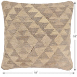 handmade Traditional Pillow Beige Brown Hand-Woven SQUARE 100% WOOL Hand woven turkish pillow2' x 2'