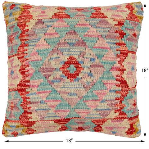 handmade Traditional Pillow Blue Red Hand-Woven SQUARE 100% WOOL Hand woven turkish pillow2 x 2