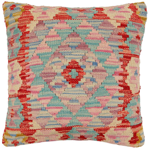 handmade Traditional Pillow Blue Red Hand-Woven SQUARE 100% WOOL Hand woven turkish pillow2 x 2