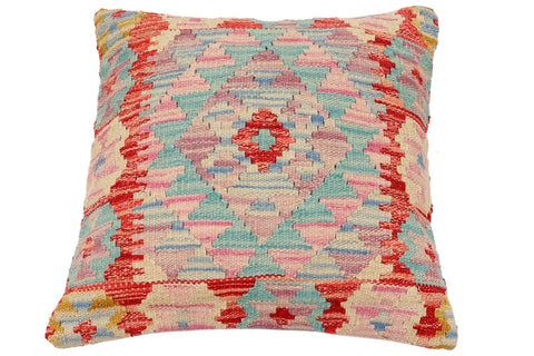 handmade Traditional Pillow Blue Red Hand-Woven SQUARE 100% WOOL Hand woven turkish pillow2 x 2