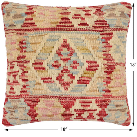 handmade Traditional Pillow Red Blue Hand-Woven SQUARE 100% WOOL Hand woven turkish pillow2 x 2