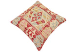handmade Traditional Pillow Red Blue Hand-Woven SQUARE 100% WOOL Hand woven turkish pillow2' x 2'