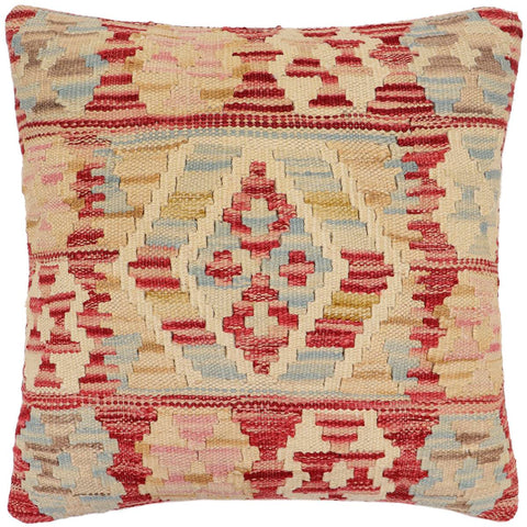 handmade Traditional Pillow Red Blue Hand-Woven SQUARE 100% WOOL Hand woven turkish pillow2 x 2