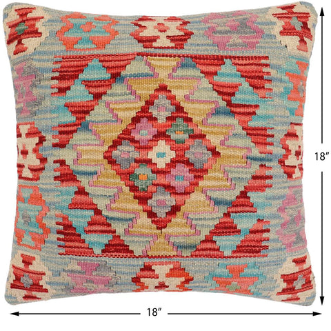 handmade Traditional Pillow Red Blue Hand-Woven SQUARE 100% WOOL Hand woven turkish pillow2 x 2