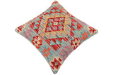 handmade Traditional Pillow Red Blue Hand-Woven SQUARE 100% WOOL Hand woven turkish pillow2' x 2'