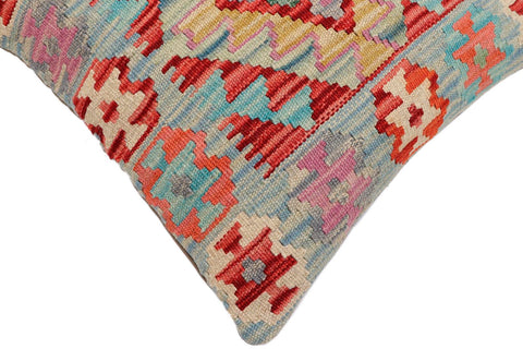 handmade Traditional Pillow Red Blue Hand-Woven SQUARE 100% WOOL Hand woven turkish pillow2 x 2