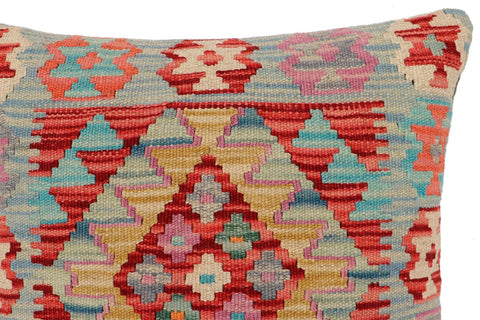 handmade Traditional Pillow Red Blue Hand-Woven SQUARE 100% WOOL Hand woven turkish pillow2 x 2