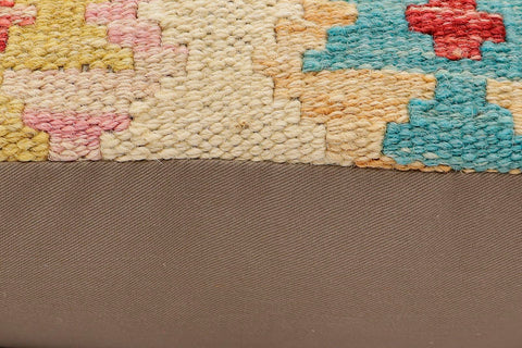 handmade Traditional Pillow Beige Blue Hand-Woven SQUARE 100% WOOL Hand woven turkish pillow2 x 2