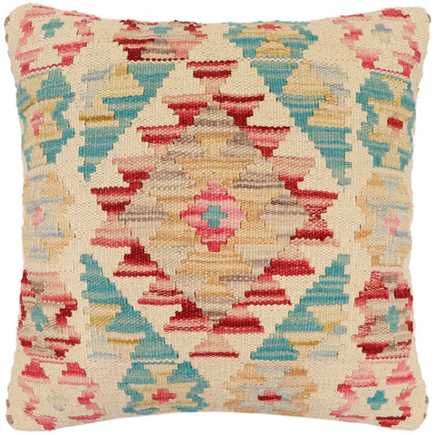 handmade Traditional Pillow Beige Red Hand-Woven SQUARE 100% WOOL Hand woven turkish pillow2 x 2