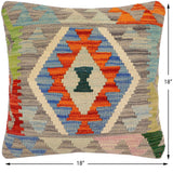 handmade Traditional Pillow Rust Gray Hand-Woven SQUARE 100% WOOL Hand woven turkish pillow2' x 2'