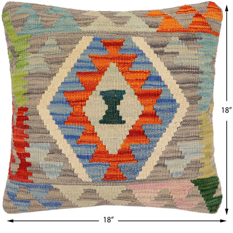 handmade Traditional Pillow Rust Gray Hand-Woven SQUARE 100% WOOL Hand woven turkish pillow2 x 2