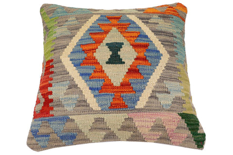 handmade Traditional Pillow Rust Gray Hand-Woven SQUARE 100% WOOL Hand woven turkish pillow2 x 2