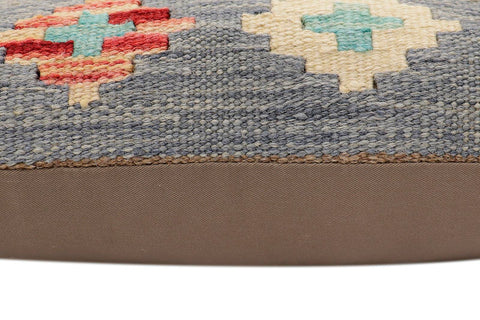 handmade Traditional Pillow Blue Beige Hand-Woven SQUARE 100% WOOL Hand woven turkish pillow2 x 2