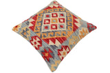 handmade Traditional Pillow Blue Red Hand-Woven SQUARE 100% WOOL Hand woven turkish pillow2' x 2'