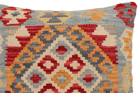 handmade Traditional Pillow Blue Red Hand-Woven SQUARE 100% WOOL Hand woven turkish pillow2 x 2