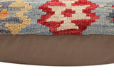 handmade Traditional Pillow Blue Red Hand-Woven SQUARE 100% WOOL Hand woven turkish pillow2' x 2'