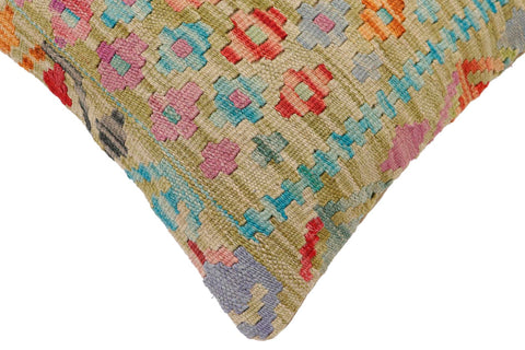 handmade Traditional Pillow Green Rust Hand-Woven SQUARE 100% WOOL Hand woven turkish pillow2 x 2