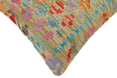 handmade Traditional Pillow Green Rust Hand-Woven SQUARE 100% WOOL Hand woven turkish pillow2' x 2'