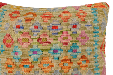 handmade Traditional Pillow Green Rust Hand-Woven SQUARE 100% WOOL Hand woven turkish pillow2 x 2