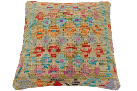handmade Traditional Pillow Green Rust Hand-Woven SQUARE 100% WOOL Hand woven turkish pillow2 x 2