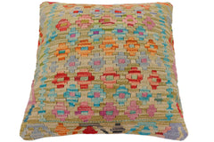 handmade Traditional Pillow Green Rust Hand-Woven SQUARE 100% WOOL Hand woven turkish pillow2' x 2'