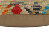 handmade Traditional Pillow Green Rust Hand-Woven SQUARE 100% WOOL Hand woven turkish pillow2' x 2'
