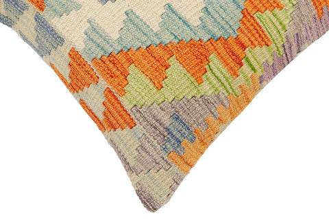handmade Traditional Pillow Blue Rust Hand-Woven SQUARE 100% WOOL  Hand woven turkish pillow  2 x 2