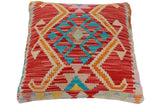 handmade Traditional Pillow Red Blue Hand-Woven SQUARE 100% WOOL  Hand woven turkish pillow  PILLOW